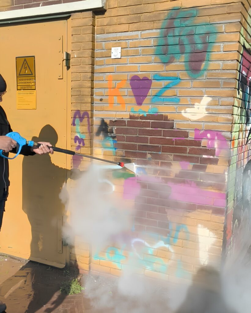 Nettoyage de graffitis sur brique