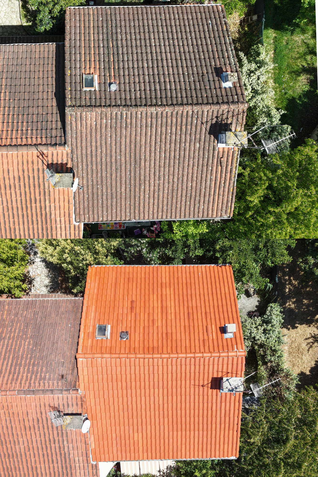Nos réalisations de nettoyage de toiture vue par drone Réalmont