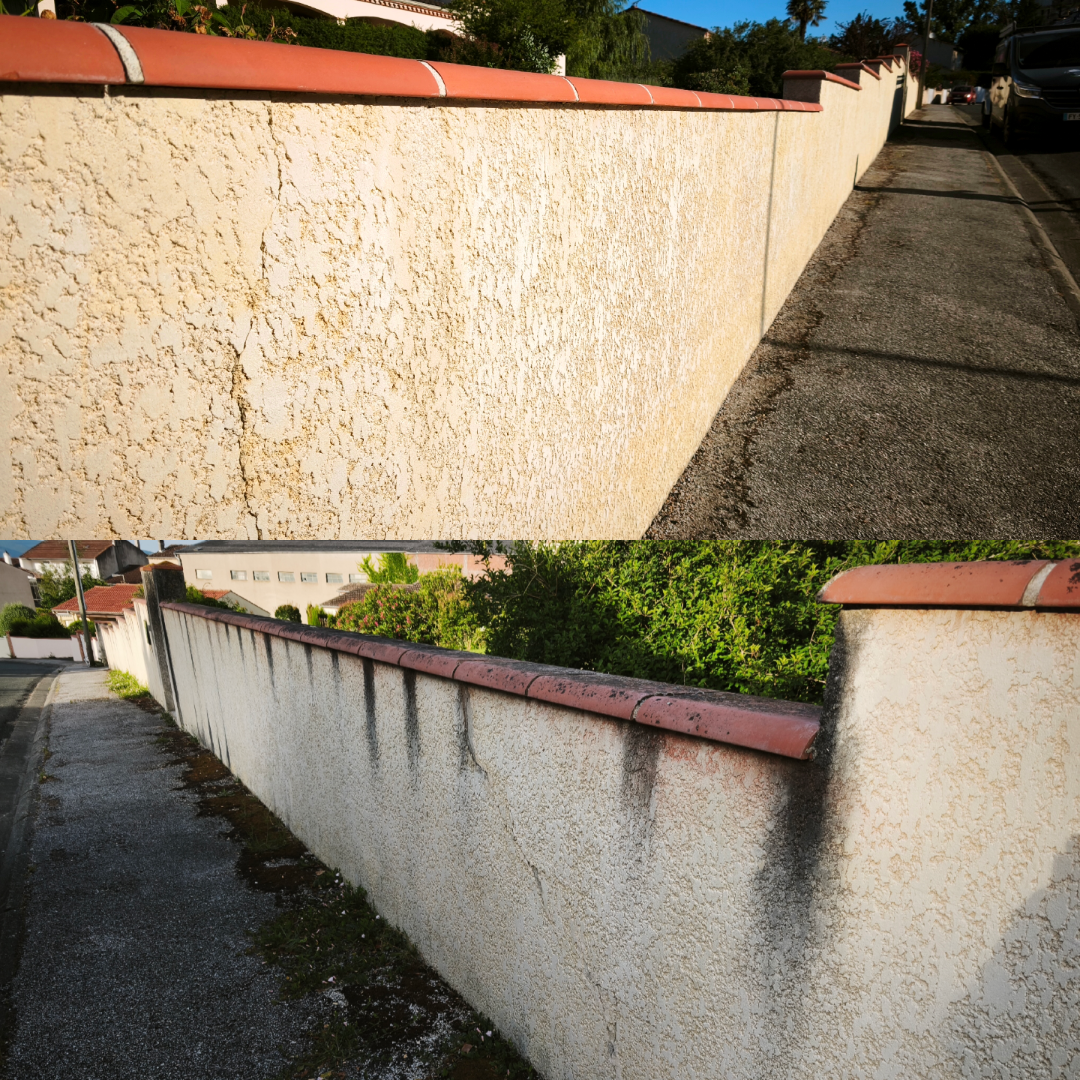 Nos réalisations de mur de clôture avant après nettoyage à Castres