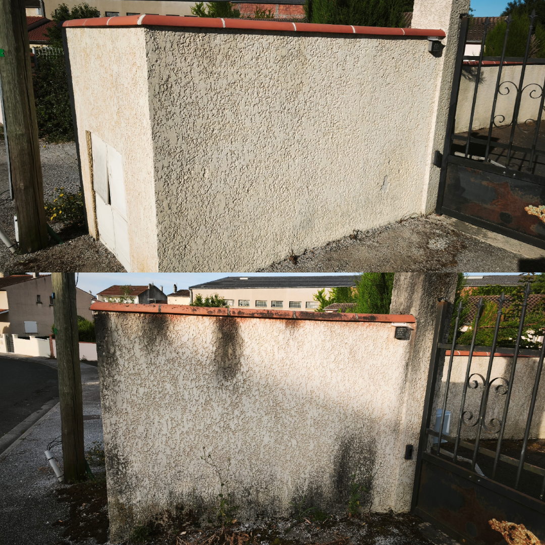 muret avant - après nettoyage